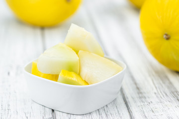 Portion of Yellow Honeydew Melon (selective focus)