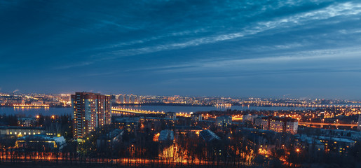 Fototapeta na wymiar Night cityscape view of Voronezh city