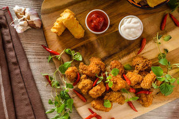 Chicken popcorn with croquettes