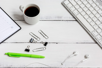 male work desktop wooden top view