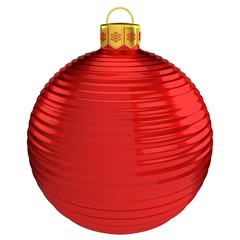 Weihnachtskugel, rot mit Rillen 