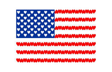 American Flag of Love isolated on white background.