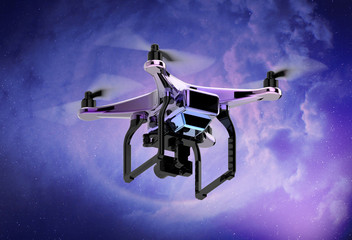 Dron Drone Chrome 3d Illustration - 126998553
