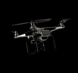 Drone Dron Chrome Black Background 3d Illustrator - 126998581