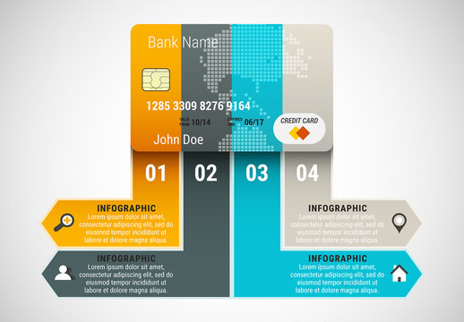 Credit Card and Arrows Element Infographic