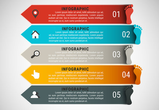 Footprint Element Infographic with Grayscale Icon Set