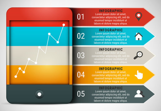 Tablet Element Infographic with Grayscale Icon Set