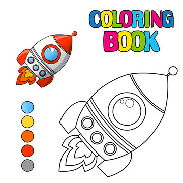 Coloring book with spaceship
