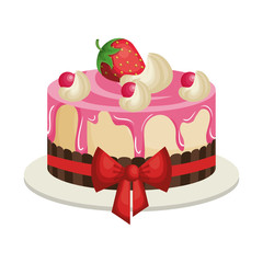 happy birthday delicious cake vector illustration design