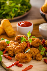 Chicken popcorn with croquettes