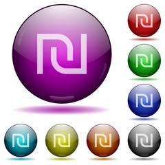 Israeli new Shekel sign glass sphere buttons