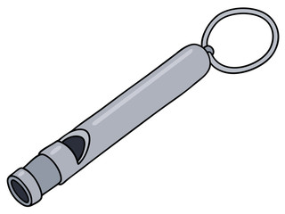 Hand drawing of a small metal whistle