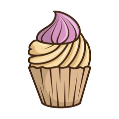 happy birthday delicious cupcake vector illustration design