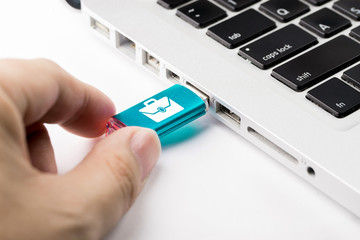 Business & online shopping e-commerce icon on USB drive - Powered by Adobe