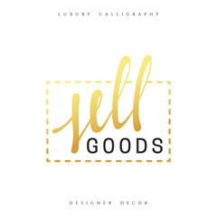 Inscription Sell goods Calligraphic handmade. Advertising Poster design. Sale Discount banners, labels, prints posters, web presentation. Vector illustration.