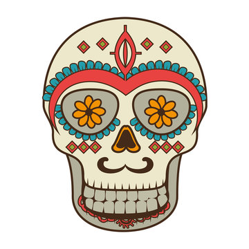 skull mask mexican culture vector illustration design