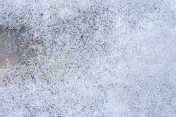 Ice Crystal emerge on the river in Solden, Austria