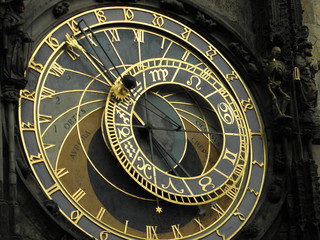 Closeup photo of famous Prague clock