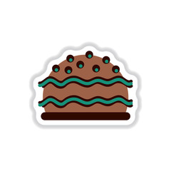 Vector illustration in paper sticker style delicious cake