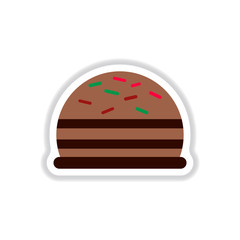 Vector illustration in paper sticker style delicious cake