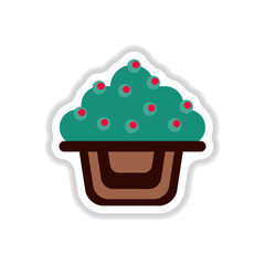 Vector illustration in paper sticker style delicious cake