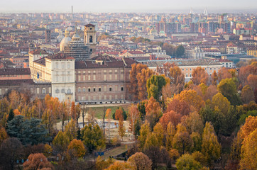 Obraz premium Turin (Torino) Royal Palace and Royal Gardens in autumn