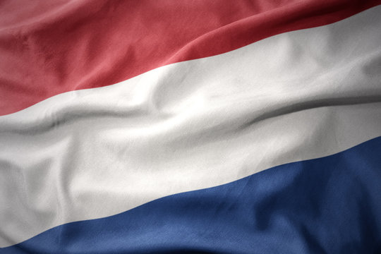 waving colorful flag of netherlands.