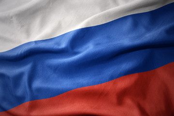 waving colorful flag of russia. - obrazy, fototapety, plakaty