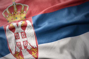 waving colorful flag of serbia.