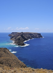 Fototapeta na wymiar Portugal, Madeira Islands, Porto Santo, Ponta da Calheta View towards the Cal Islet..