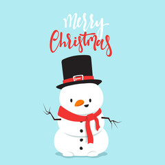 Snowman cartoon character in a flat style