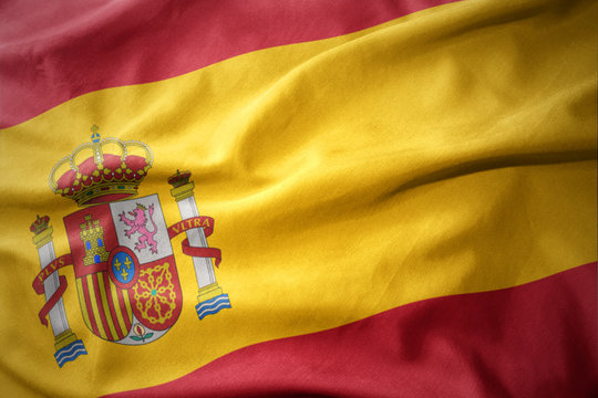 waving colorful flag of spain.