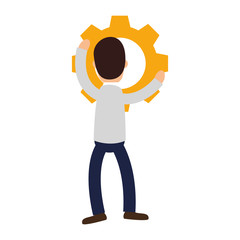 businessman character with gear vector illustration design