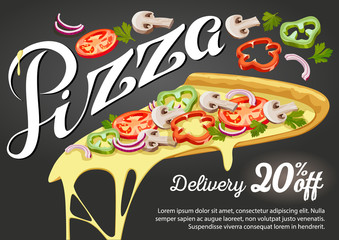 Pizza slice vector for advertising design of restaurant business.