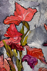 painting still life oil  texture, irises impressionism art, painted color image, backgrounds and...