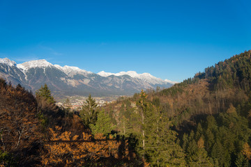 Sunshine day of Alp range in Innsbruck, Austria