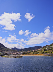 Portugal, Madeira, View of the shoreline of Machico..