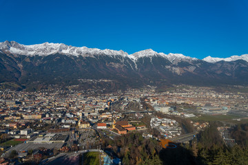 Panorama view from top of the Alp range in Innsbruck, Austria