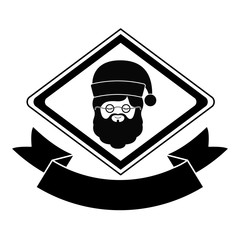 Santa and ribbon icon. Christmas season decoration and celebration theme. Isolated design. Vector illustration