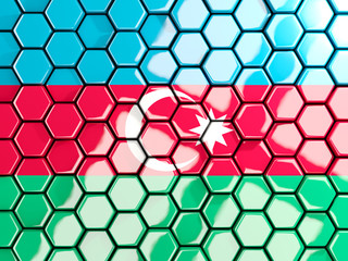 Flag of azerbaijan, hexagon mosaic background