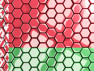 Flag of belarus, hexagon mosaic background