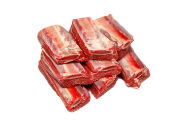Ribs raw beef sliced to pieces. Insulated.