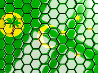 Flag of cocos islands, hexagon mosaic background