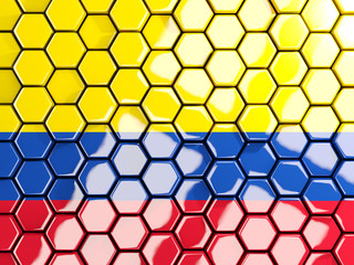 Flag of colombia, hexagon mosaic background