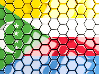 Flag of comoros, hexagon mosaic background