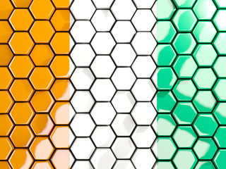Flag of cote d Ivoire, hexagon mosaic background