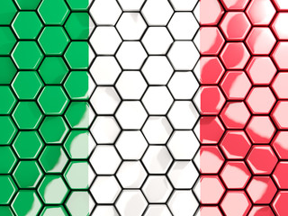 Flag of italy, hexagon mosaic background