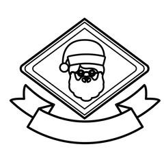 Santa and ribbon icon. Christmas season decoration and celebration theme. Isolated design. Vector illustration