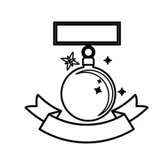 Sphere and ribbon icon. Christmas season decoration and celebration theme. Isolated design. Vector illustration