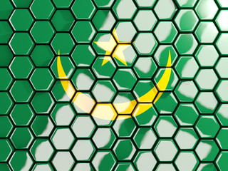 Flag of mauritania, hexagon mosaic background